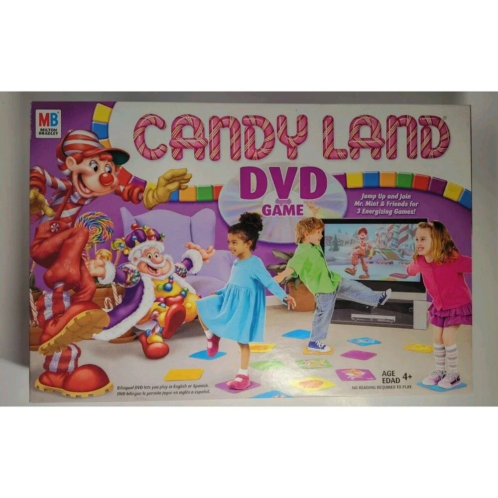 Candy Land DVD Board Game Milton Bradley DVD New Family Game COMPLETE 2005 Used.